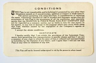 1924 Manitou & Pike ' s Peak Railway Co.  annual pass A C Lewis H J Holt 2