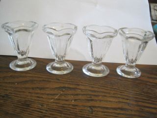 Vtg Doll House/miniatur Set Of 4 Glass Ice Cream Sundaeglasses
