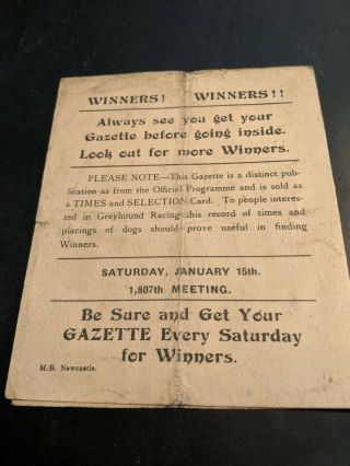 Vintage GOSFORTH GREYHOUND GAZETTE TIMES FORM SELECTION 3