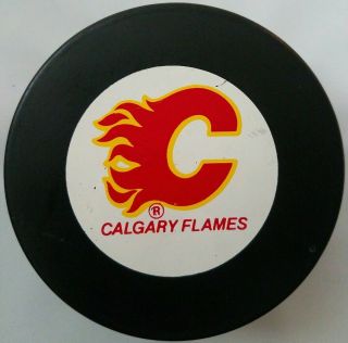 Calgary Flames Nhl Official Hockey Puck Made In Slovakia Vintage Trench Vegum