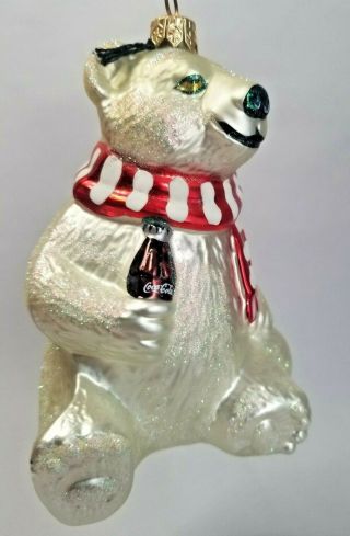 Vintage Kurt S.  Adler Polonaise Coca - Cola Polar Bear Blown Glass Ornament 1996