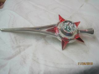 Vintage Plastic Christmas Tree Topper Silver Red Green 19