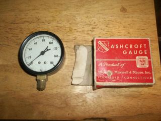 Vintage Ashcroft American Stratford Conn Air Pressure Gauge W/ Box