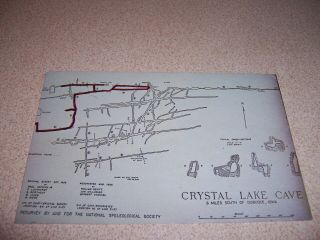 1960s Map Of Crystal Lake Cave Near Dubuque Iowa Vtg Postcard