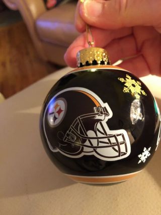 Pittsburgh Steelers Happy Holidays Helmet Logo Nfl Glass Ball Christmas Ornament