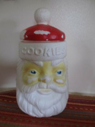 Vintage 1973 Empire Plastic Blow Mold Santa Head Cookie Jar Usa