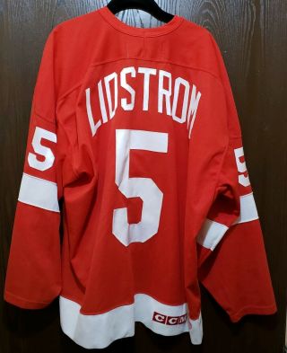 VTG CCM Red Nicklas Lidstrom Detroit Red Wings 5 Hockey Jersey Man XXL STITCHED 2