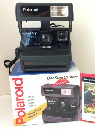 Vintage Polaroid 600 One Step Instant Film Camera With Strap Black