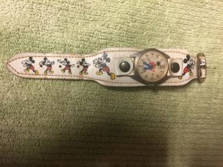 Vintage Official Walt Disney Productions Mickey Mouse Watch And Leather Band