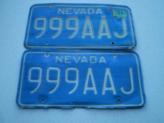 Nevada (999aaj) License Plate Pair