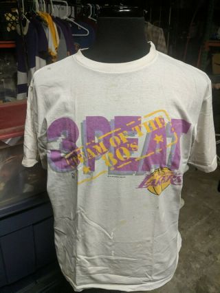 Vintage Los Angeles Lakers Basketball T - Shirt Team Of The 80s 3peat
