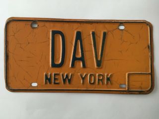 Vanity License Plate Dav York Low Number Digit Initials Disabled Us Veteran