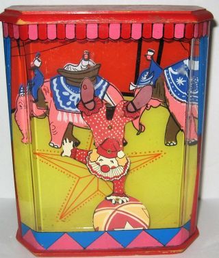 Vintage Mechanical Moving Musical Circus Clown Coin Bank Japan