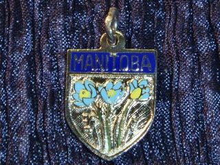 Manitoba Canada Vintage Enameled Sterling Silver Charm Pendant