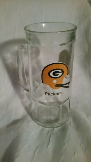 Vintage Nfl Green Bay Packers Football Glass Beer Mug Stein Fisher Peanuts