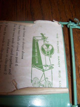 Vintage Folding Handy Metal Wire Green Rug Loom