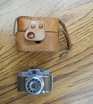 Vintage Cmc Miniature Camera In Leather Case Spy Camera Japan