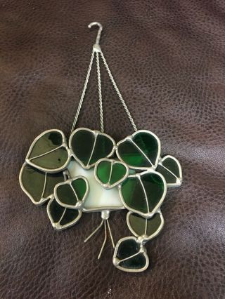 Vintage Stained Glass Sun Catcher Hanging Plant Vines Window Hanging
