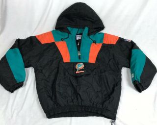 Miami Dolphins Men’s Vintage 90s Pro Line Nfl Starter Jacket Pullover Coat Large