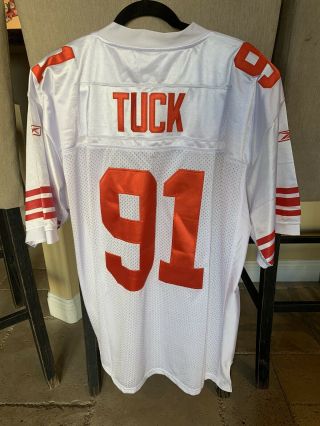 Justin Tuck 91 York Giants Nfl Authentic Sewn Reebok Jersey Adult Size 56