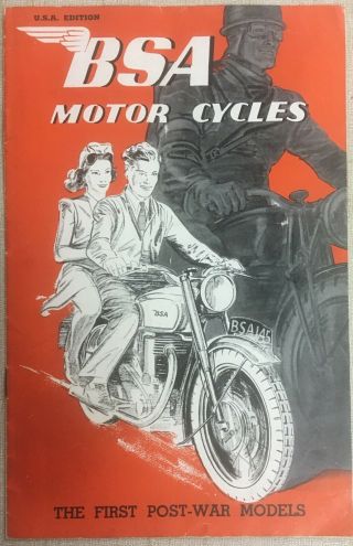 1945 Bsa Motorcycle Sales Brochure 8 Pages - 1st Post War Models
