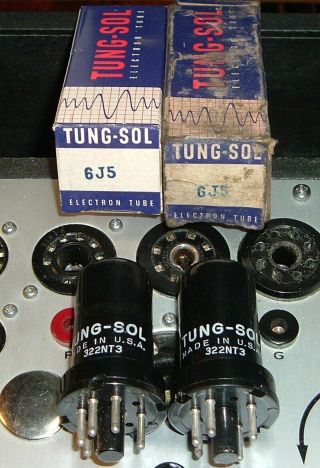 2 Tung - Sol 6j5 Tubes Nos Nib Usa A Factory Matching Pair 322nt3