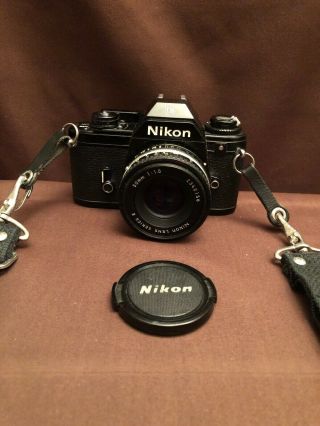 Nikon Em 35mm Slr Film Camera W/ Series E 50mm 1.  8 Lens