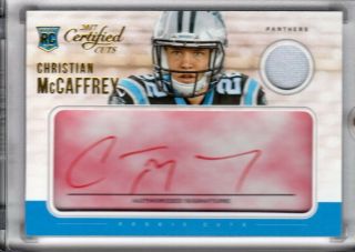 Christian Mccaffrey 2017 Panini Certified Cuts Red Ink Sp /25 Jersey Auto Rc