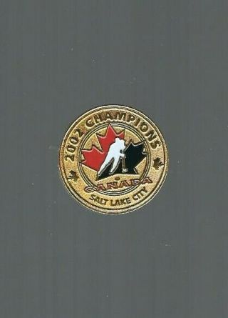 Team Canada Gold Logo  2002 Champions,  Salt Lake City " Hockey Olympics Pin