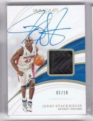 2018 - 19 Jerry Stackhouse /10 Sneaker Auto Panini Immaculate Pistons
