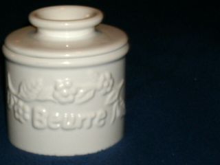 Vintage 1997 Fresh & Creamy 2 Piece Butter Bell Crock With Raised Floral Design