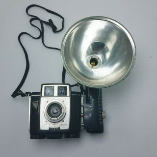 Vintage Kodak Brownie Twin 20 Camera With Kodak Kodalite Flashholder And Strap