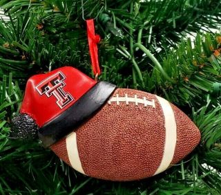 Sample Texas Tech Red Raiders Santa Hat Football Resin Ornament 4 "