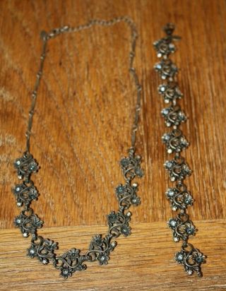 Vintage Park Lane Necklace And Bracelet Set Floral
