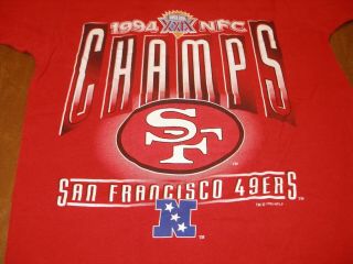 1994 San Francisco 49ers Sbxxix Nfc Champions Salem Sportswear Med Red Tee - Shirt