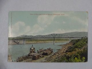 Vintage Postcard View Of River And Railroad Bridge Wenatchee Wa Usa Unposted