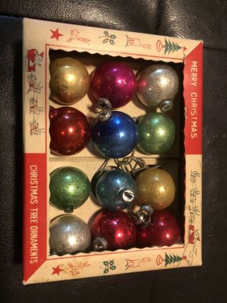 Vintage Shiny Brite Miniture Christmas Tree Ornaments Set Of 2