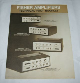 1964 Fisher Tube Amplifier Technical Fact Booklet Brochure X - 100 - C / 101 - D/ 202