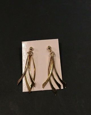Vintage Avon Windchime Pierced Earrings Gold Tone Dangle 2 " Long