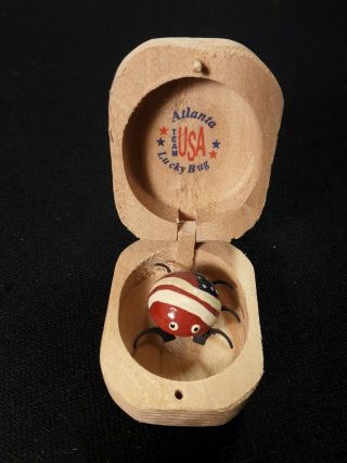 Vintage Atlanta Olympics Team Usa Lucky Bug In Wooden Box