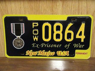 Mexico Usa Pow Ex - Prisoner Of War License Plate Tag Pow 0864