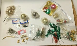 Vtg Christmas Craft Floral Picks,  Bells,  Santa Boots,  Mirror Swirls,  Supplies