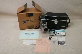 Bell & Howell Director Series 424pd 8mm Movie Camera Case Paperwork Box Receipt