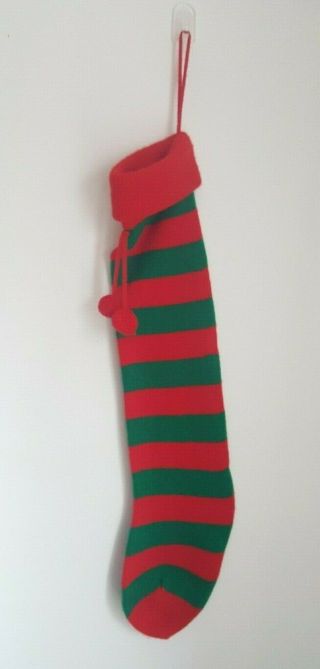 Vintage Striped Christmas Knit Stocking - Red And Green