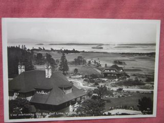 Oak Bay Golf Links View,  Victoria,  Bc / Ferry Vintage B&w R.  P.  Postcard