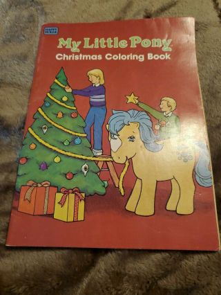 Vintage 1984 My Little Pony Christmas Coloring Book Happy House 2 Pages Colored
