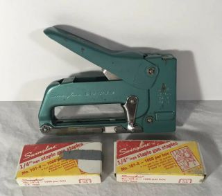 Vintage Swingline Powr - Kraft Wards 101 Tacker 1/4” Stapler W/ Box Of Staples A1