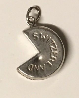 Vintage Swiss Cheese 0.  9 Grams Silver Charm For Charm Bracelet.