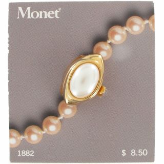 Vintage Gold Tone Monet Faux Pearl Necklace Enhancer