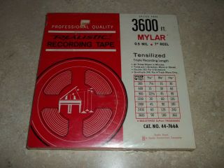 Realistic Recording Tape 3600 Ft.  0.  5 Mil 7” Reel No.  44 - 766a